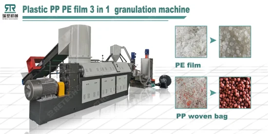 Impianto di riciclaggio della plastica di scarto PP PE CPE HDPE Film Linea di pellettizzazione a stadio singolo